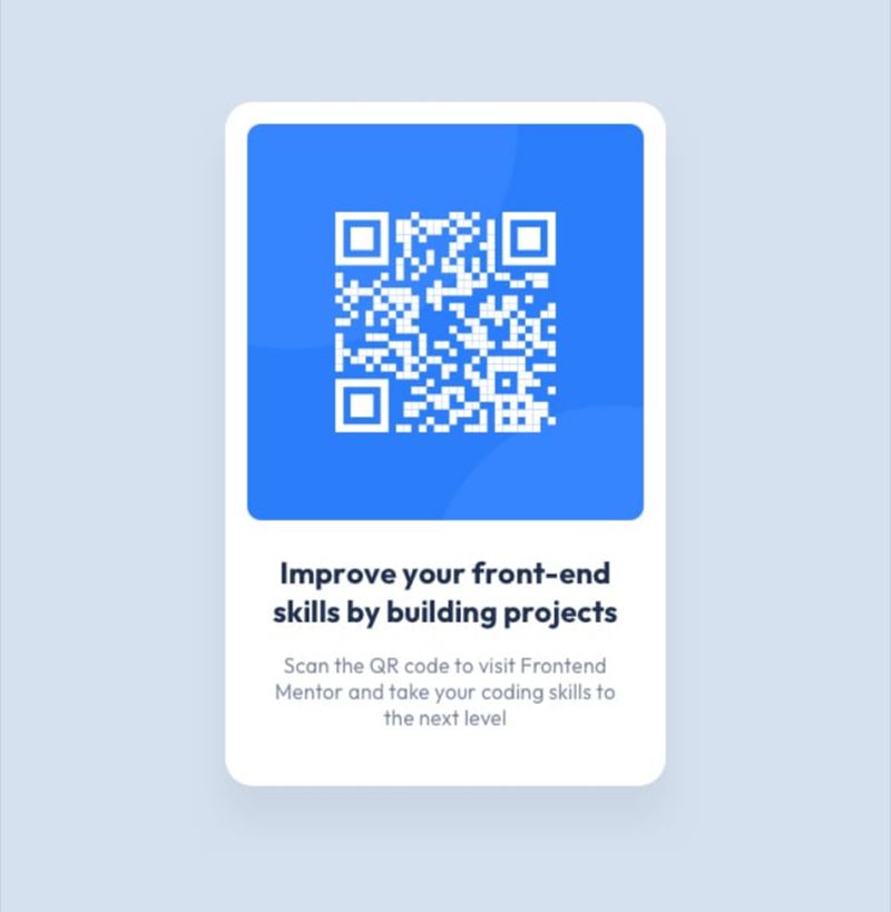 QR Code Challenge: A single card with a white background, QR code image, title and sentence