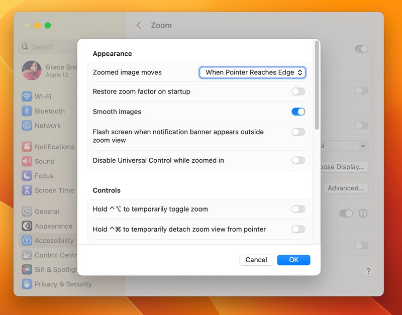 A screenshot of the mac zoom advanced settings (OS Ventura)